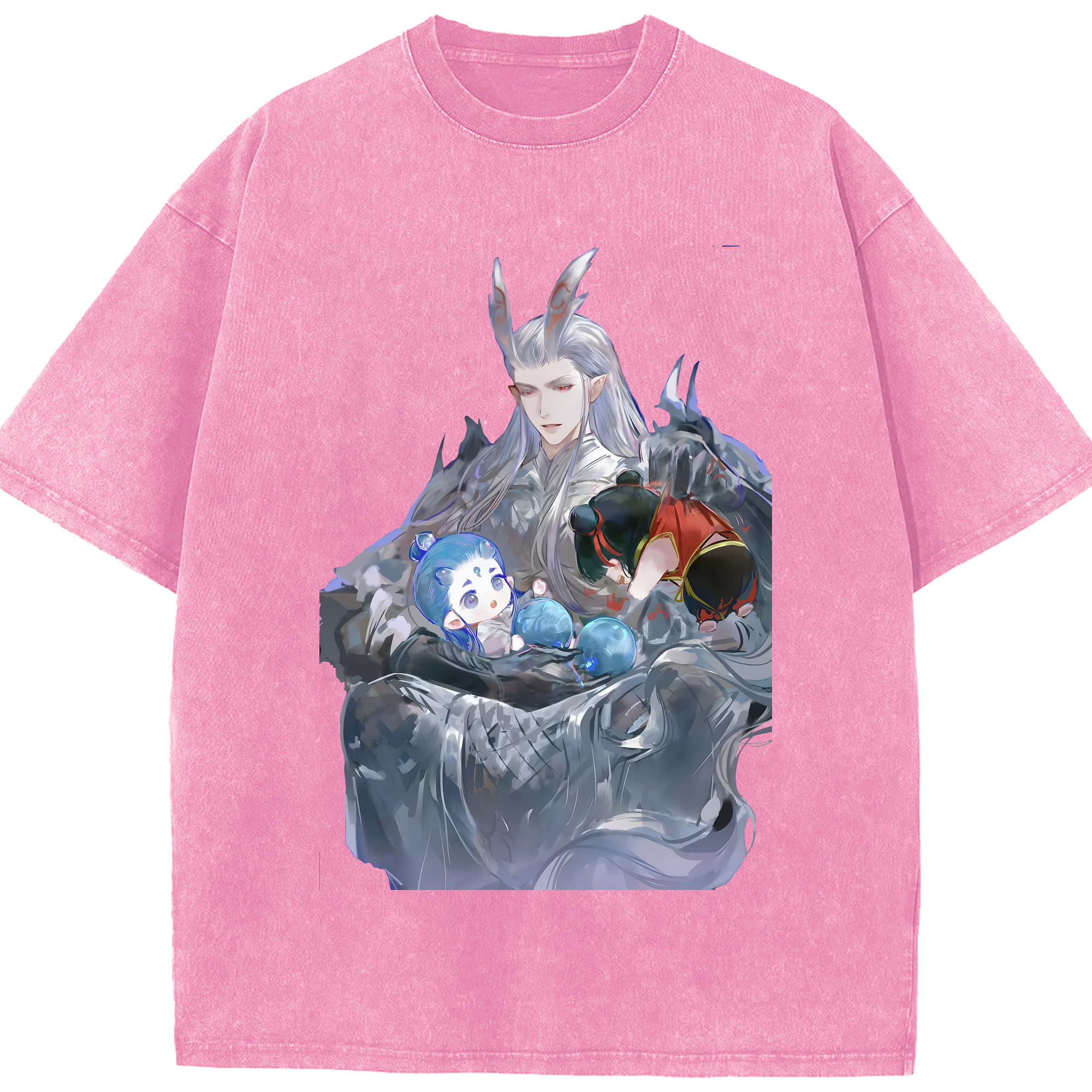 （画像用） Ne Zha 2 ナタ 魔童の大暴れ 綿100% ヴィンテージ風 半袖Tシャツ（フロントプリント）